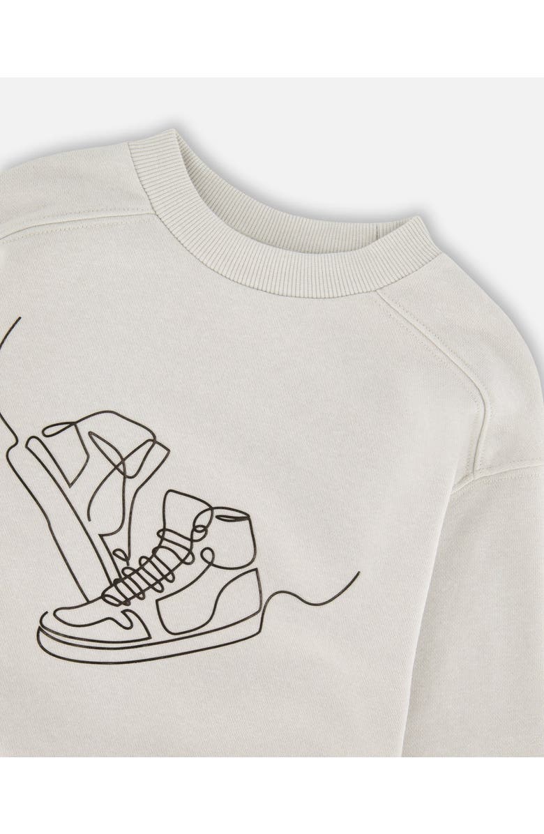 Deux par Deux Long Sleeve Sneaker French Terry Sweatshirt, Alternate, color, Pale Grey