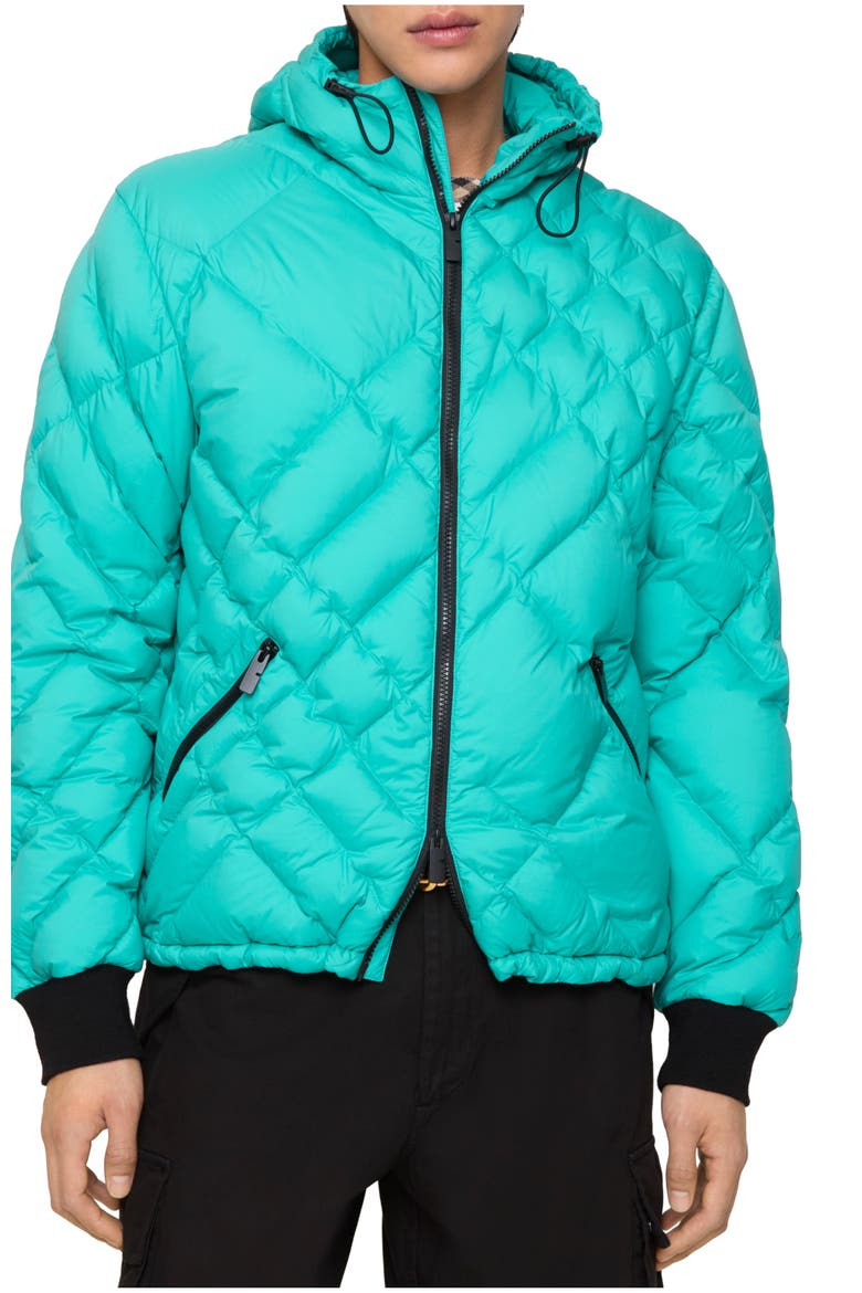 Check-stitch Nylon Doversgreen Puffer Jacket, Main, color, Atom blue
