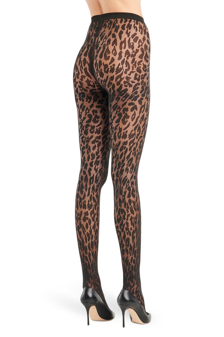Josey Leopard Pattern Tights, Alternate, color, BLACK/BLACK