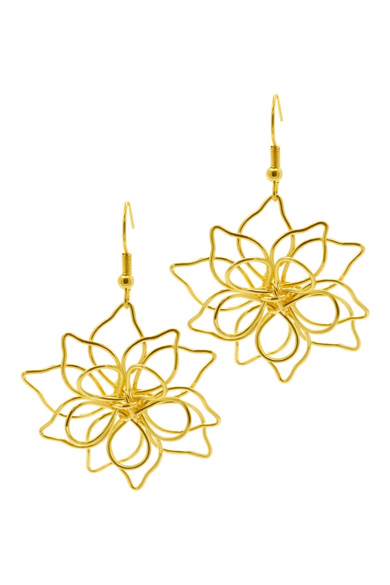 Wire Flower Drop Earrings, Main, color, GOLD