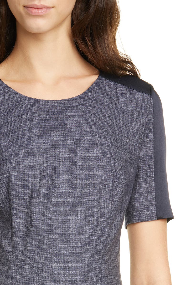 BOSS Dirusa Crosshatch Virgin Wool Short Sleeve Dress, Alternate, color,