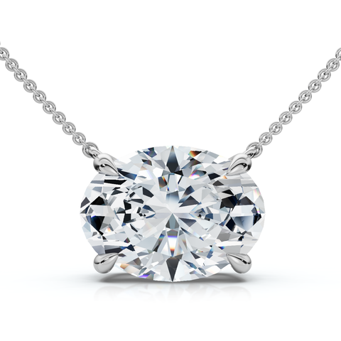 Certified 3Ct Diamond Oval Solitaire Pendant 14k Gold 18" Women's Chain Lab Grown