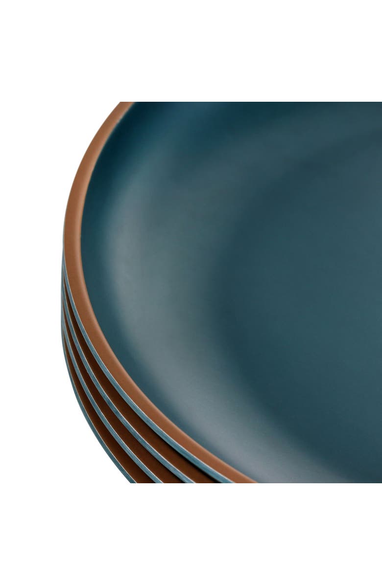 Gibson Home Rockabye 4 Piece Melamine Dinner Plate Set, Alternate, color, Dark Teal