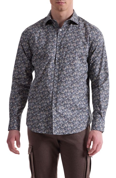 Axel Shaped Fit Floral Stretch Button-Up Shirt