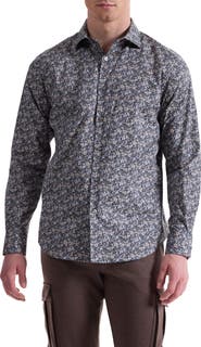 Bugatchi Axel Shaped Fit Floral Stretch Button-Up Shirt