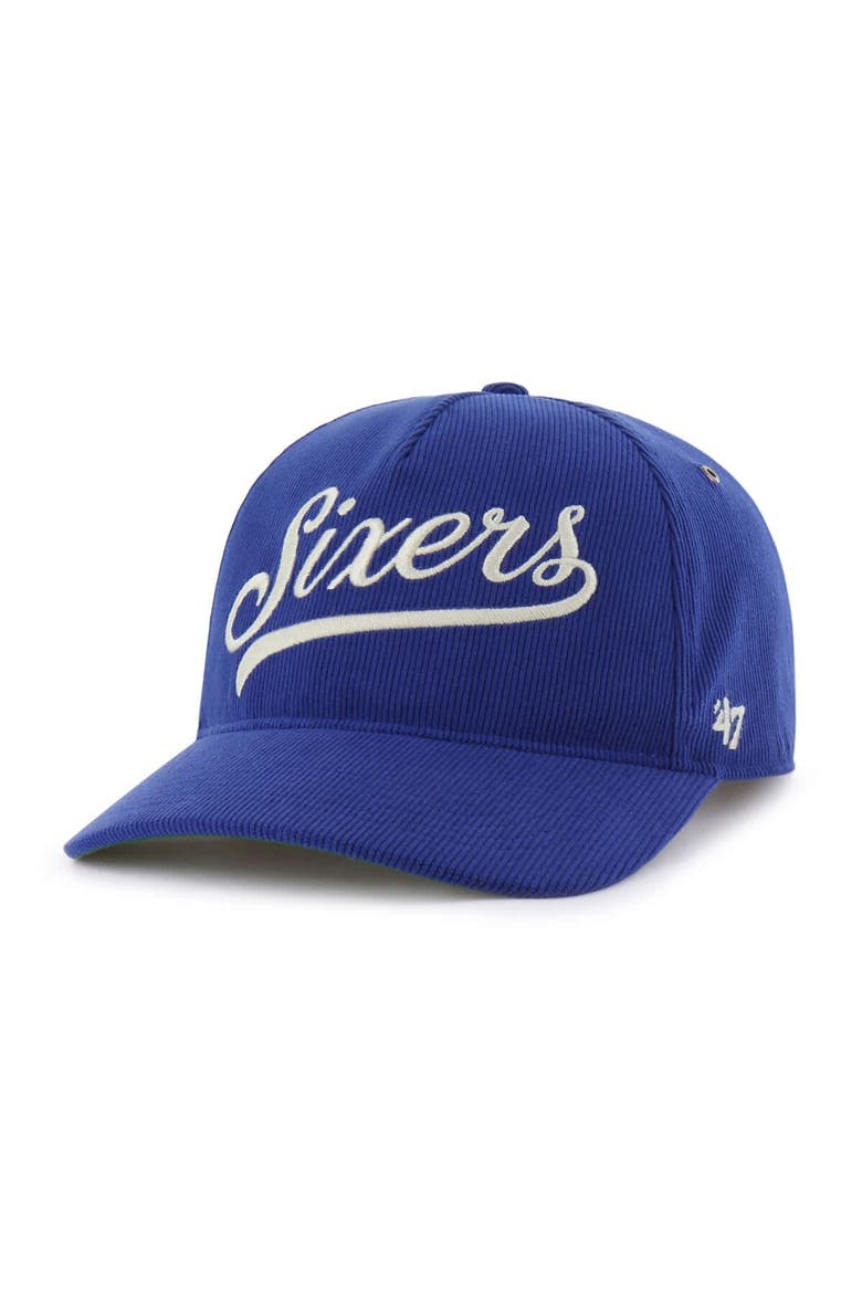 Men's '47 Royal Philadelphia 76ers Golden Age Relaxed Corduroy Hitch Adjustable Hat, Alternate, color, Royal