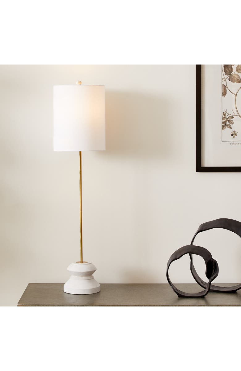 Napa Home & Garden 34.5" Kaiden 25W Whitewash Modern Premium Tall Geometric Lamp w/ Fabric Shade, Alternate, color, White