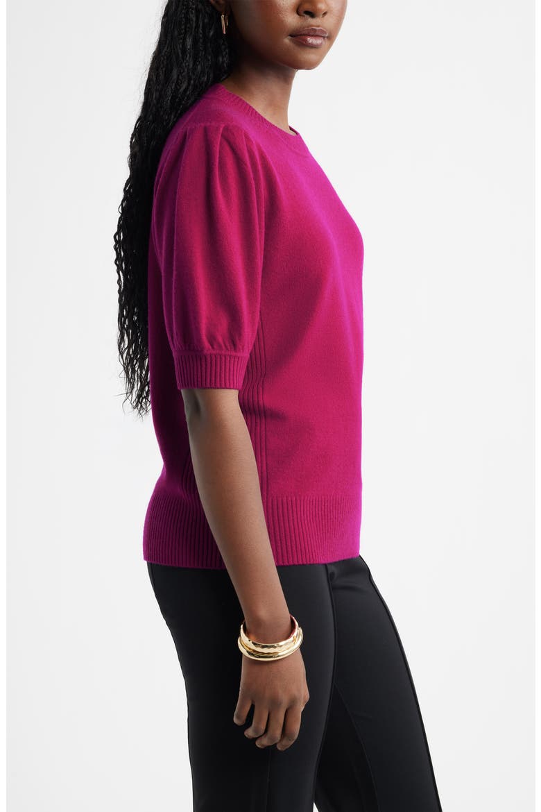 Puff Sleeve Wool & Cashmere Sweater, Alternate, color, PINK PLUMIER