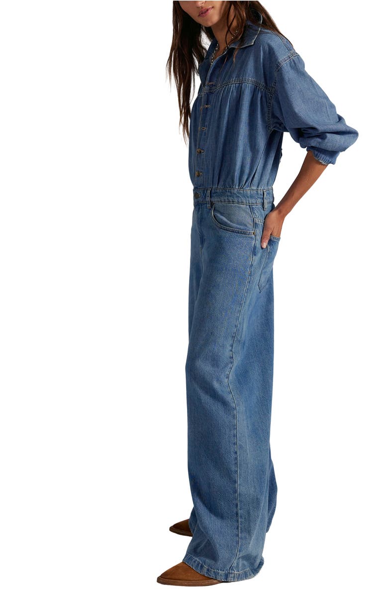 Free People Carpe Diem Long Sleeve Denim Jumpsuit, Alternate, color, New Day