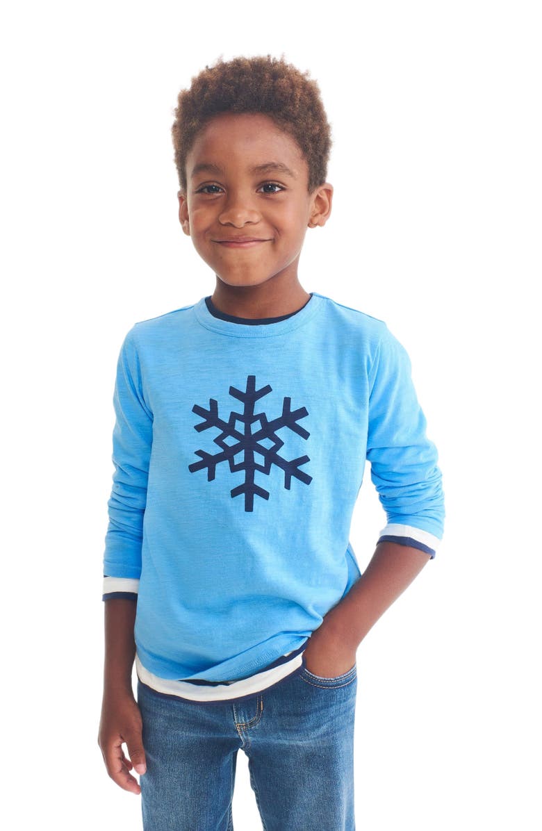 Primary Kids Long Sleeve Snowflake Tee, Alternate, color,