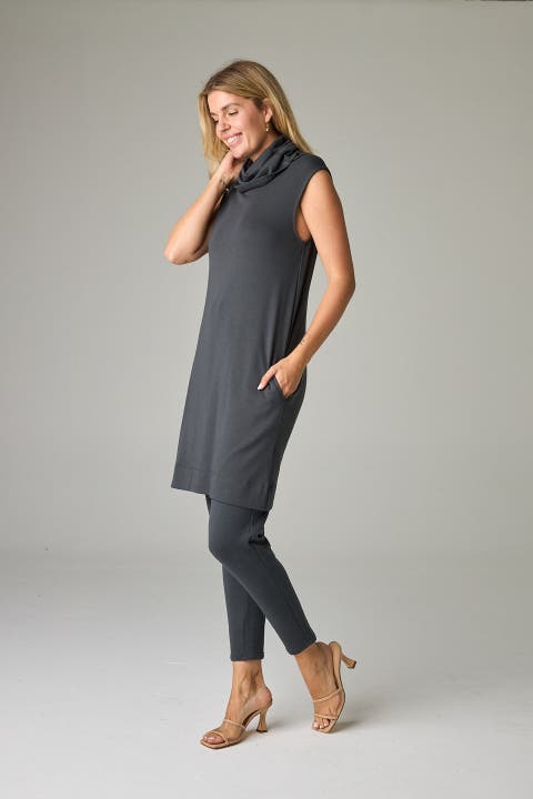Kakadu Eco-Luxe Rib Sleeveless Funnel Neck Tunic/Dress - Ultra-Luxe Flow