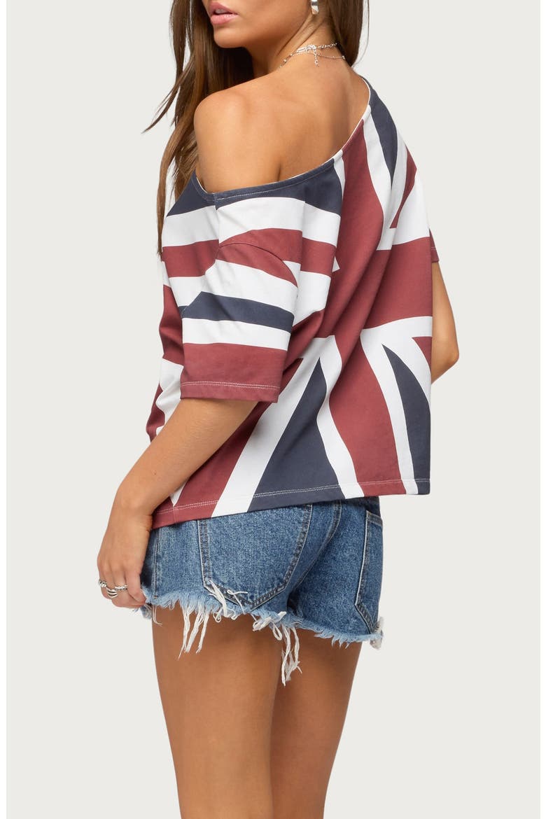 Union Jack Off-the-Shoulder T-Shirt, Alternate, color, NAVY-AND-RED