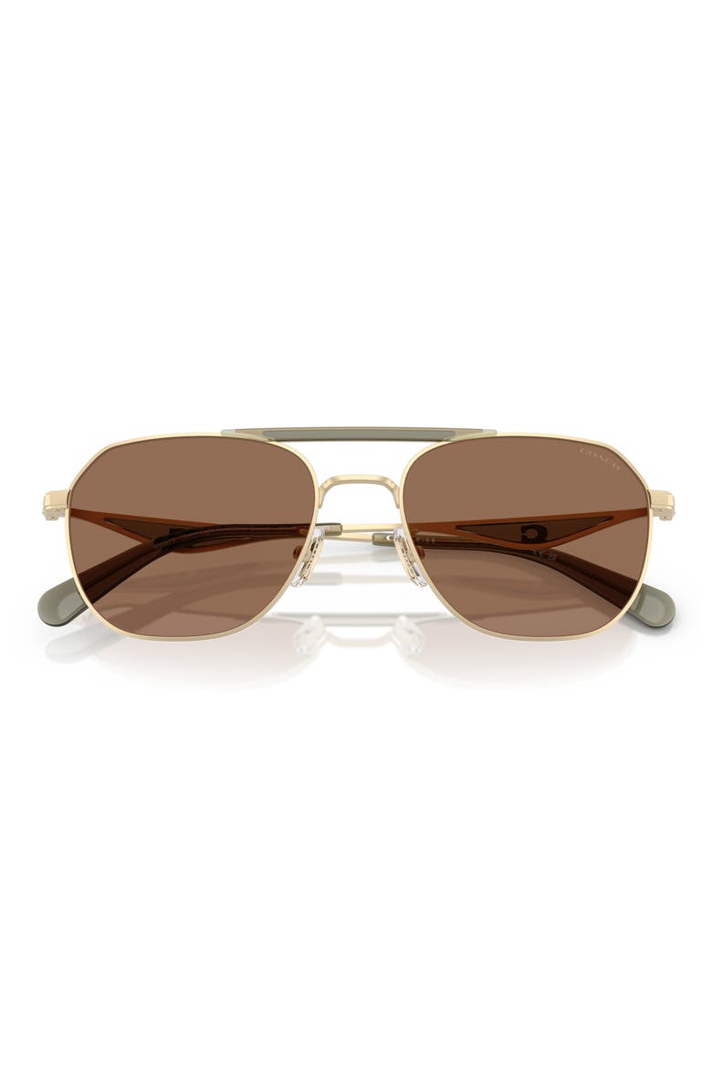 57mm Pilot Sunglasses, Alternate, color, SATIN GOLD / OLIVE / BROWN
