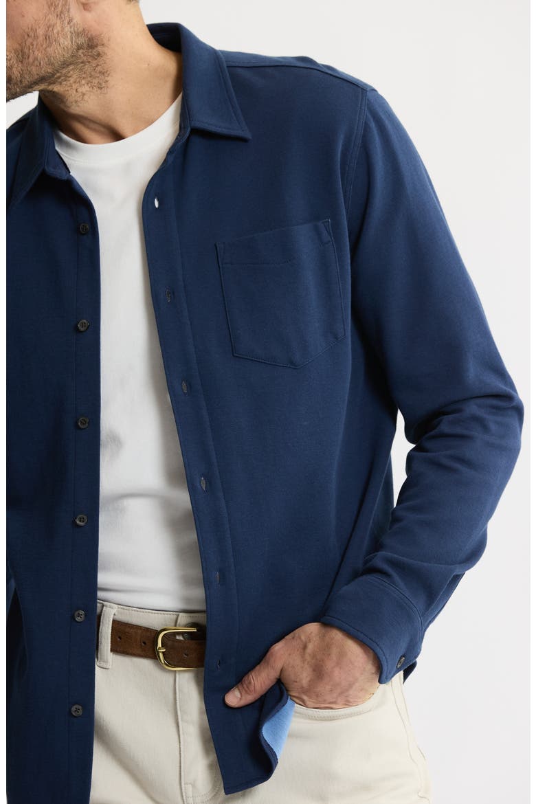 Stretch Pima Cotton Button-Up Shirt, Alternate, color, NAVY