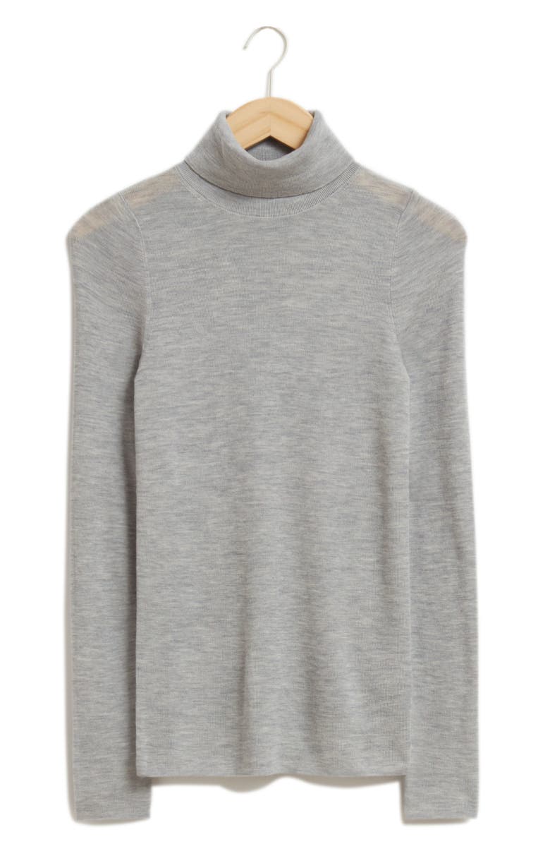 & Other Stories Wool Turtleneck, Alternate, color, Grey Melange