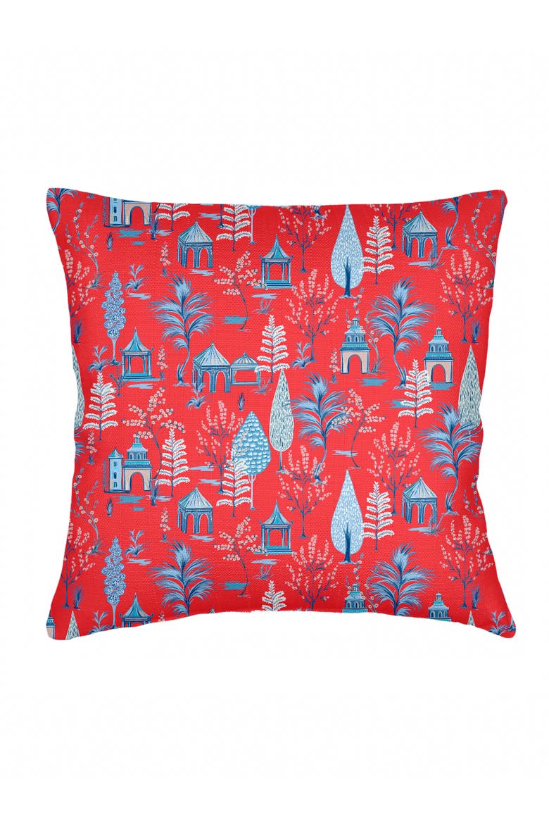 Pagoda Charm Linen Euro Pillow with Down Insert, Main, color, Red