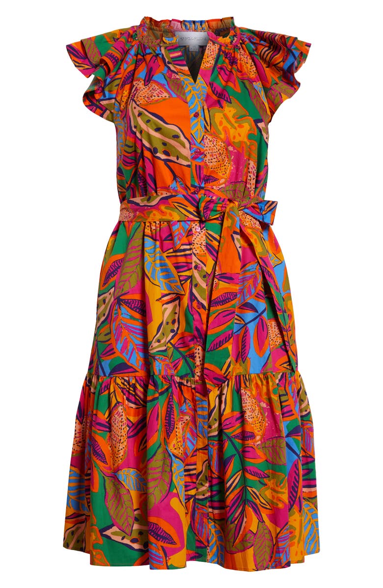 SUGARLIPS Milana Floral Dynamite Cotton Midi Dress, Alternate, color, Orange/ Pink/ Multi