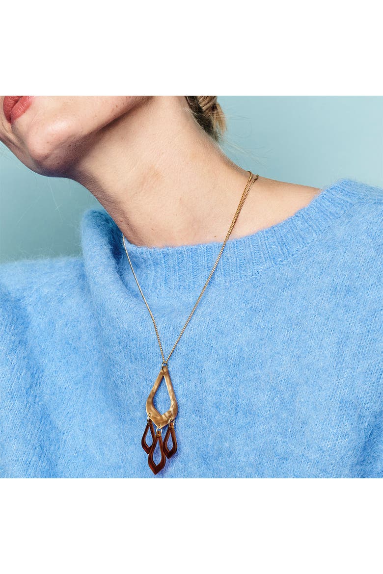 Feather Drop Pendant - Caramel Swirl & Tortoiseshell, Alternate, color, Caramel Swirl & Tortoiseshell