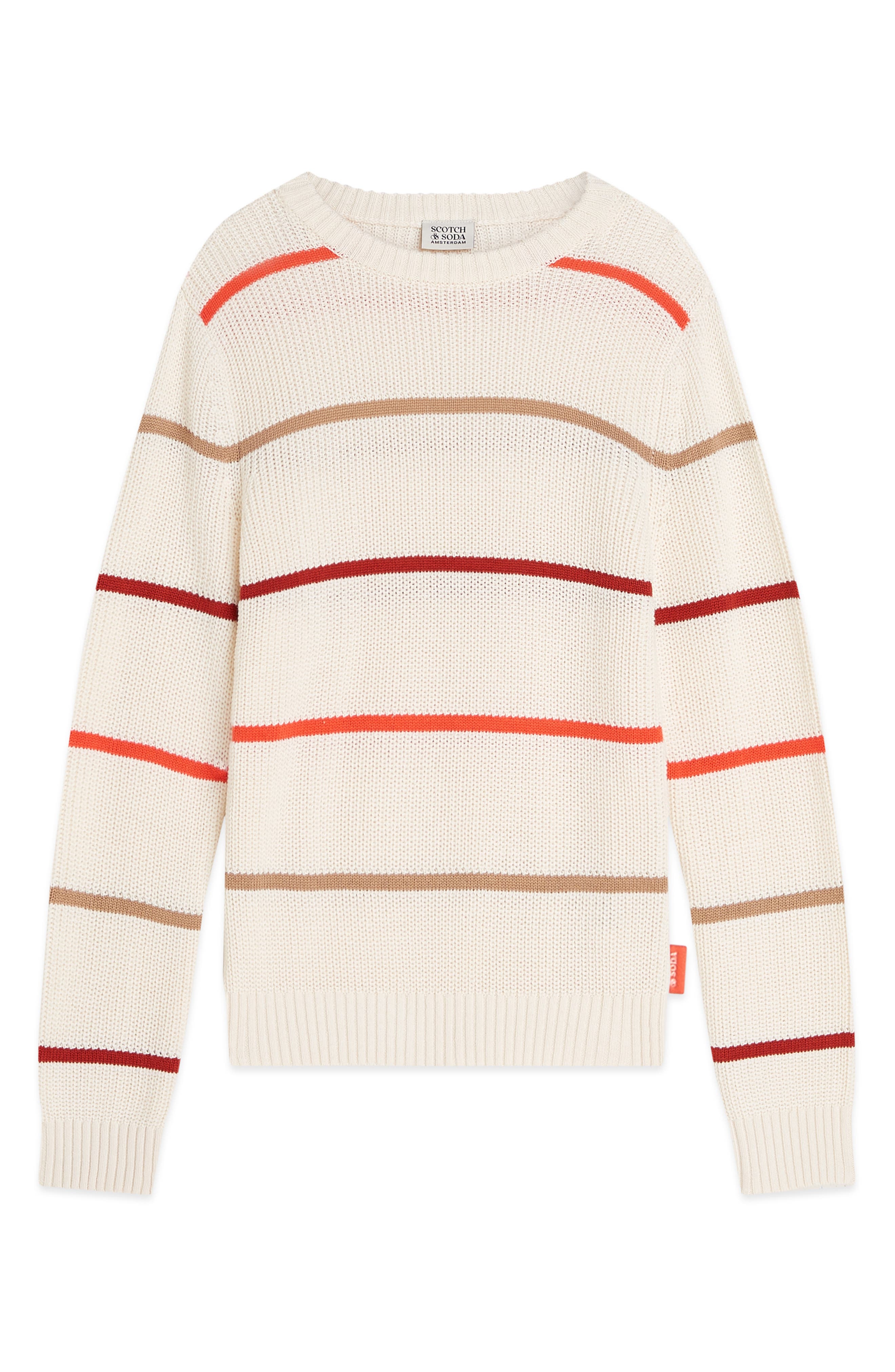Scotch & Soda Kids' Stripe Crewneck Cotton Blend Sweater