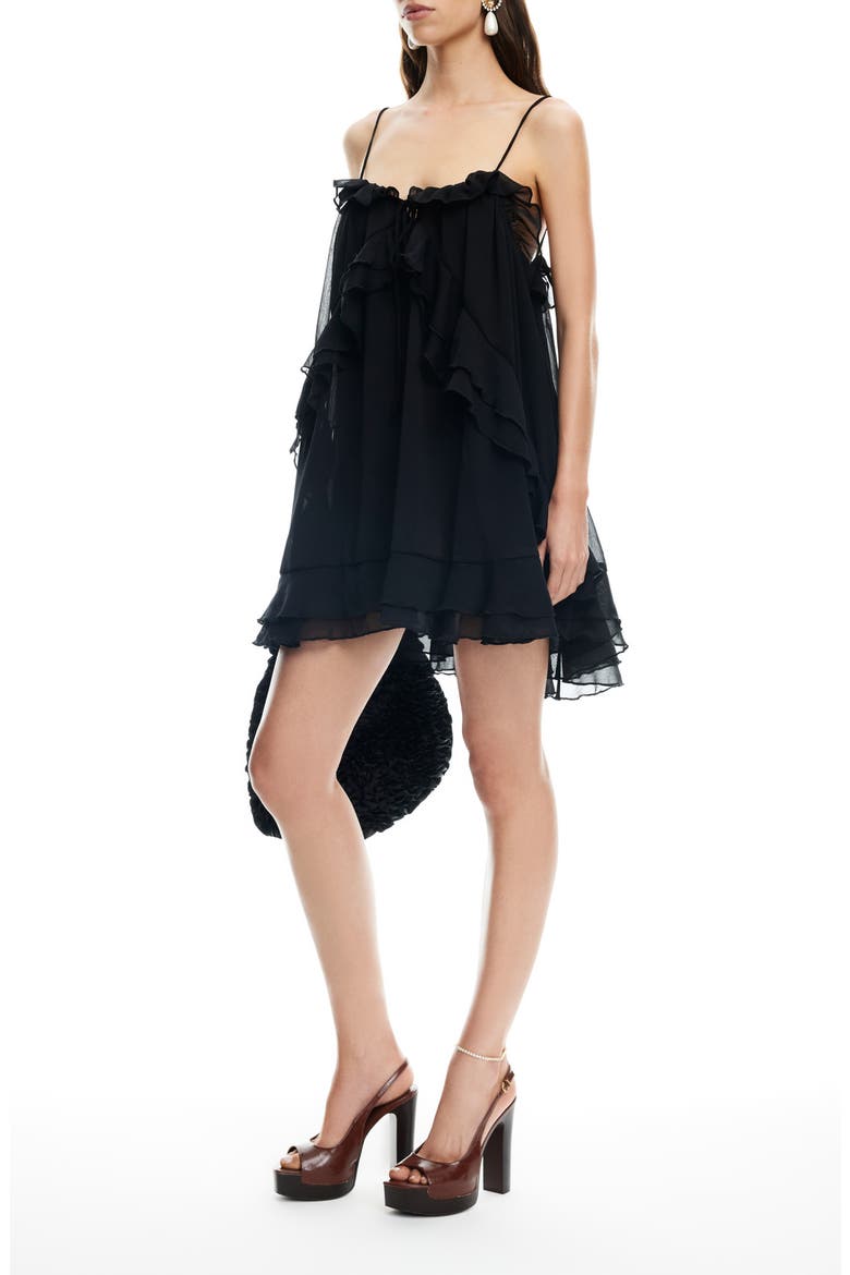 Ethereal Ruffle Chiffon Minidress, Alternate, color, OBSIDIAN