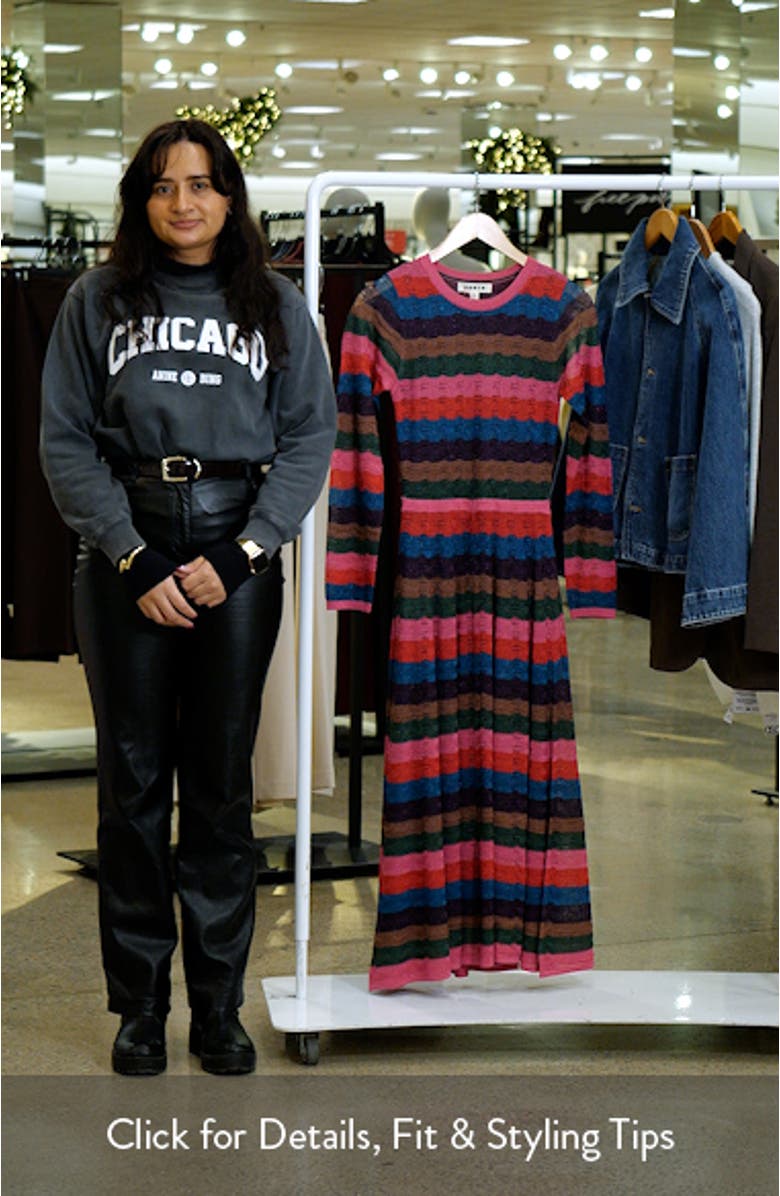 Metallic Wave Long Sleeve Knit Dress, sales video thumbnail