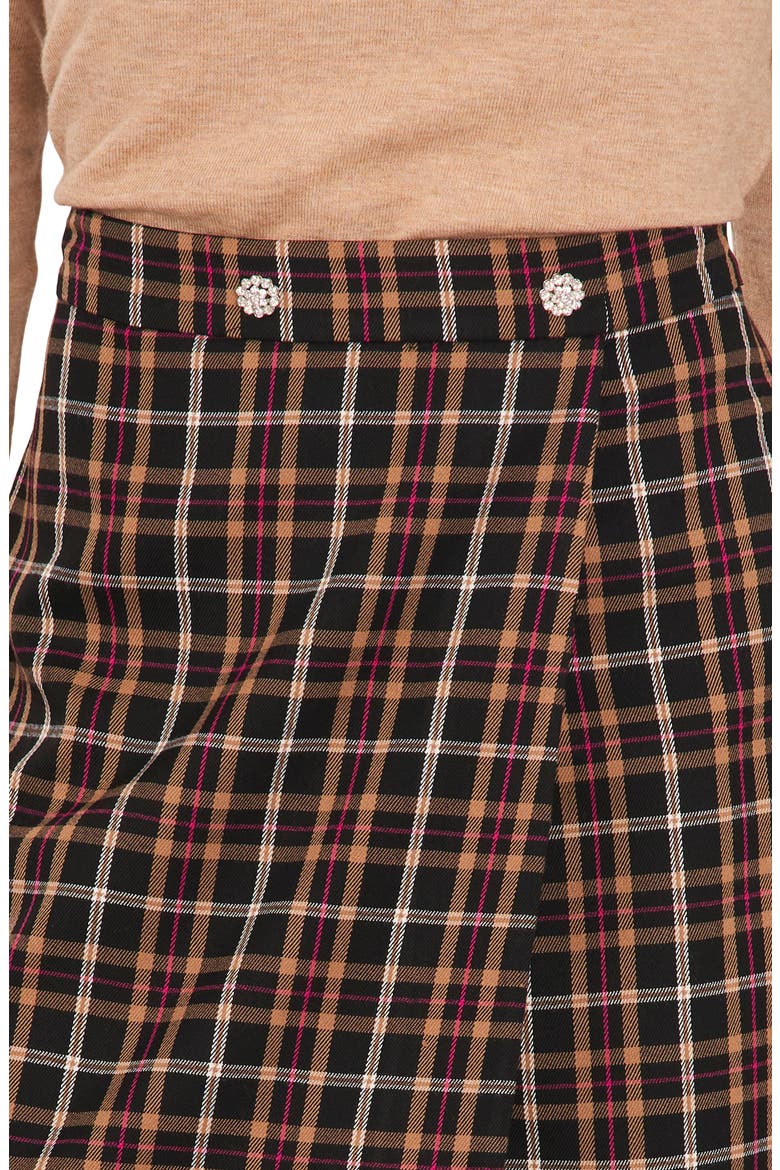 Plaid Wrap Miniskirt, Alternate, color, RICH BLACK