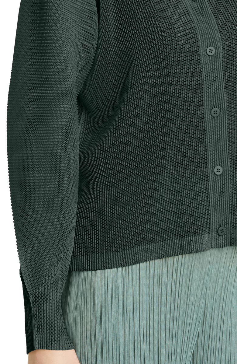Pleats Please Issey Miyake Tatami Pleated Open Knit Cardigan, Alternate, color,