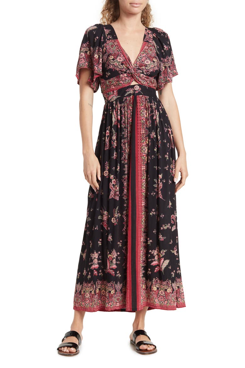 Wide Sleeve Maxi Dress, Main, color, BLACK