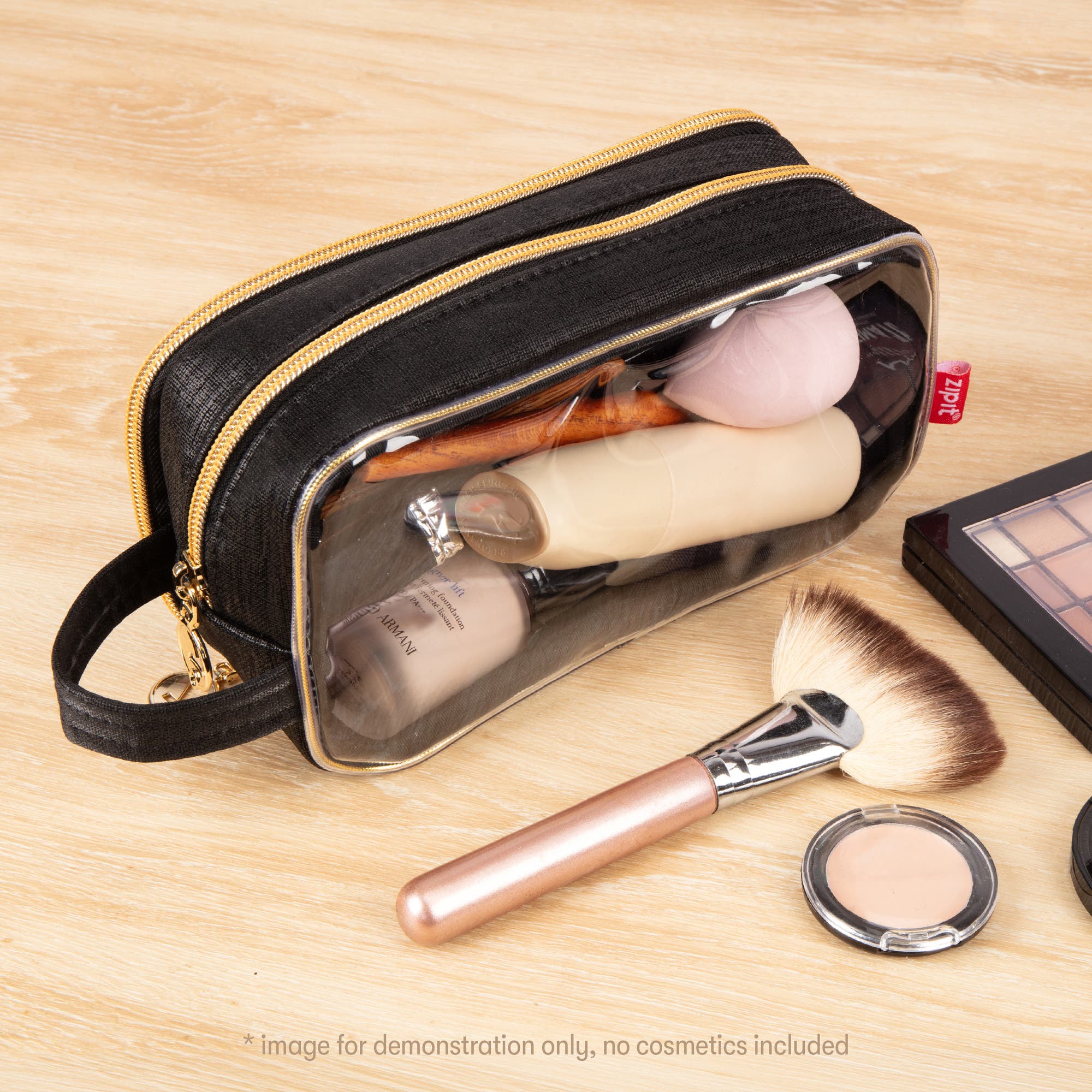 ZIPIT Travel Makeup Bag, Black, Soft Shell, Large Zipper Cosmetic Case, Alternate, color, Black