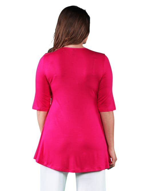 24seven Comfort Apparel Elbow Swing Tunic Top In Red