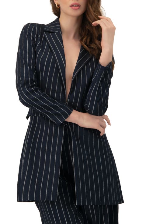 Striped Blazer with Patch Pockets