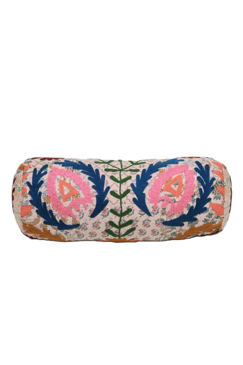 Kantha Charm Bolster | Cotton Fabric, Main, color, White