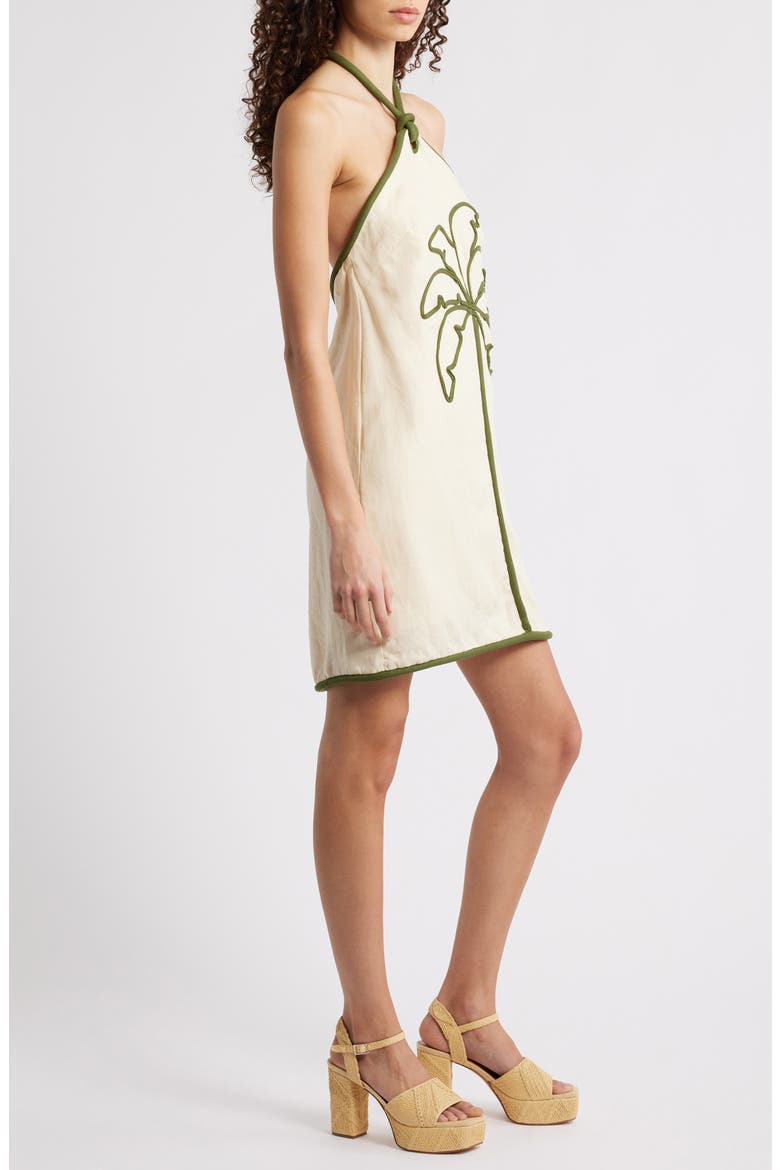 Coconut Contrast Piping Halter Minidress, Alternate, color, SAND