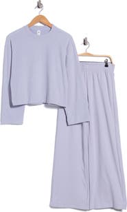90 DEGREE BY REFLEX Marled Piqué Two-Piece Lounge Set
