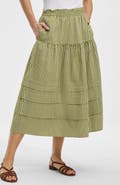 Lands' End Seersucker Pull On Midi Skirt