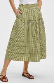 Lands' End Seersucker Pull On Midi Skirt