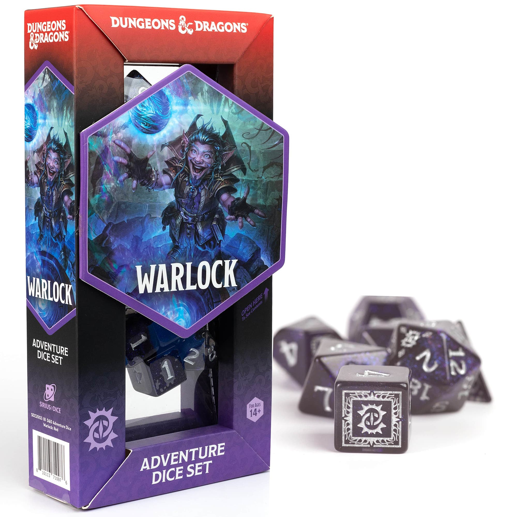 Dungeons & Dragons D&D Adventure Dice Warlock Purple, 16 Pieces 