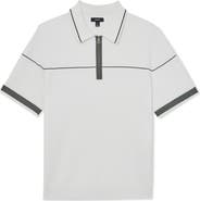 Reiss Bradford Tipped Quarter Zip Polo