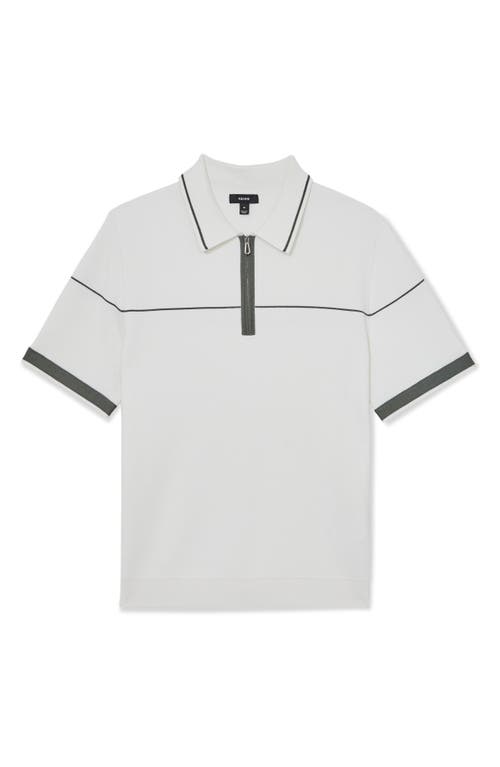 Reiss Bradford Tipped Quarter Zip Polo In White