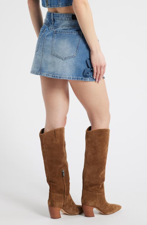 Ptcl Leda Floral Appliqué Denim Miniskirt In Indigo