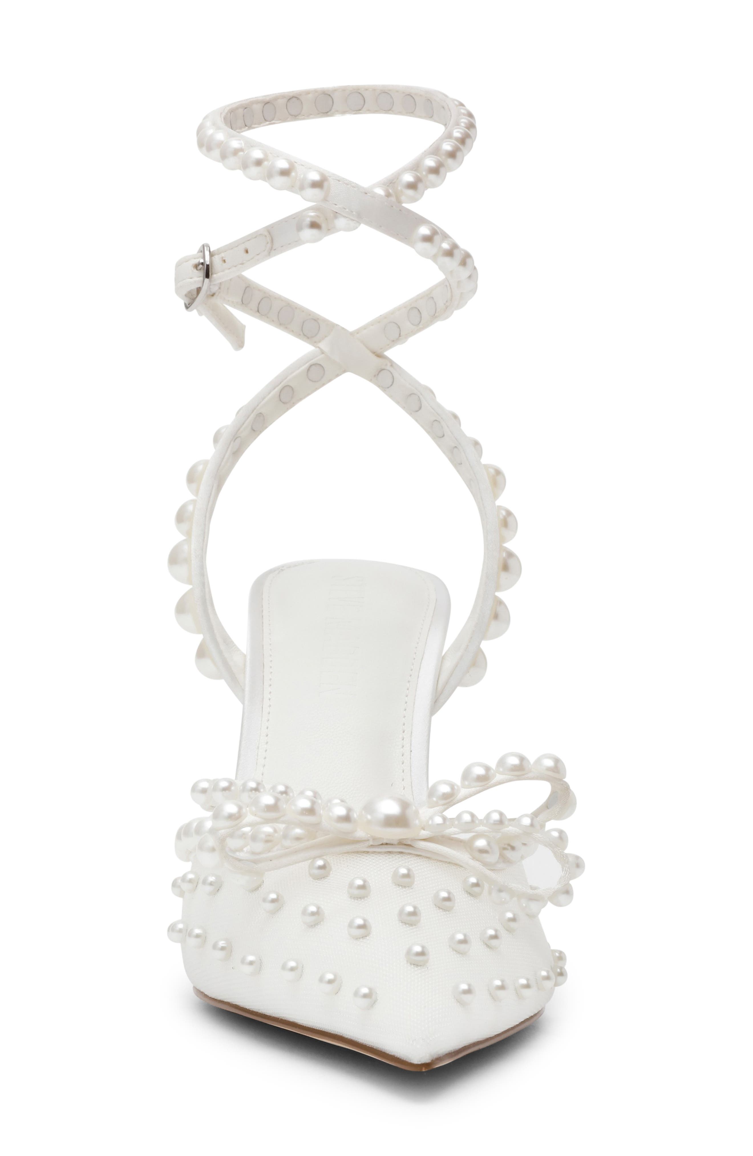 Steve Madden Val Ankle Wrap Pointed Toe Pump, Alternate, color, Ivory