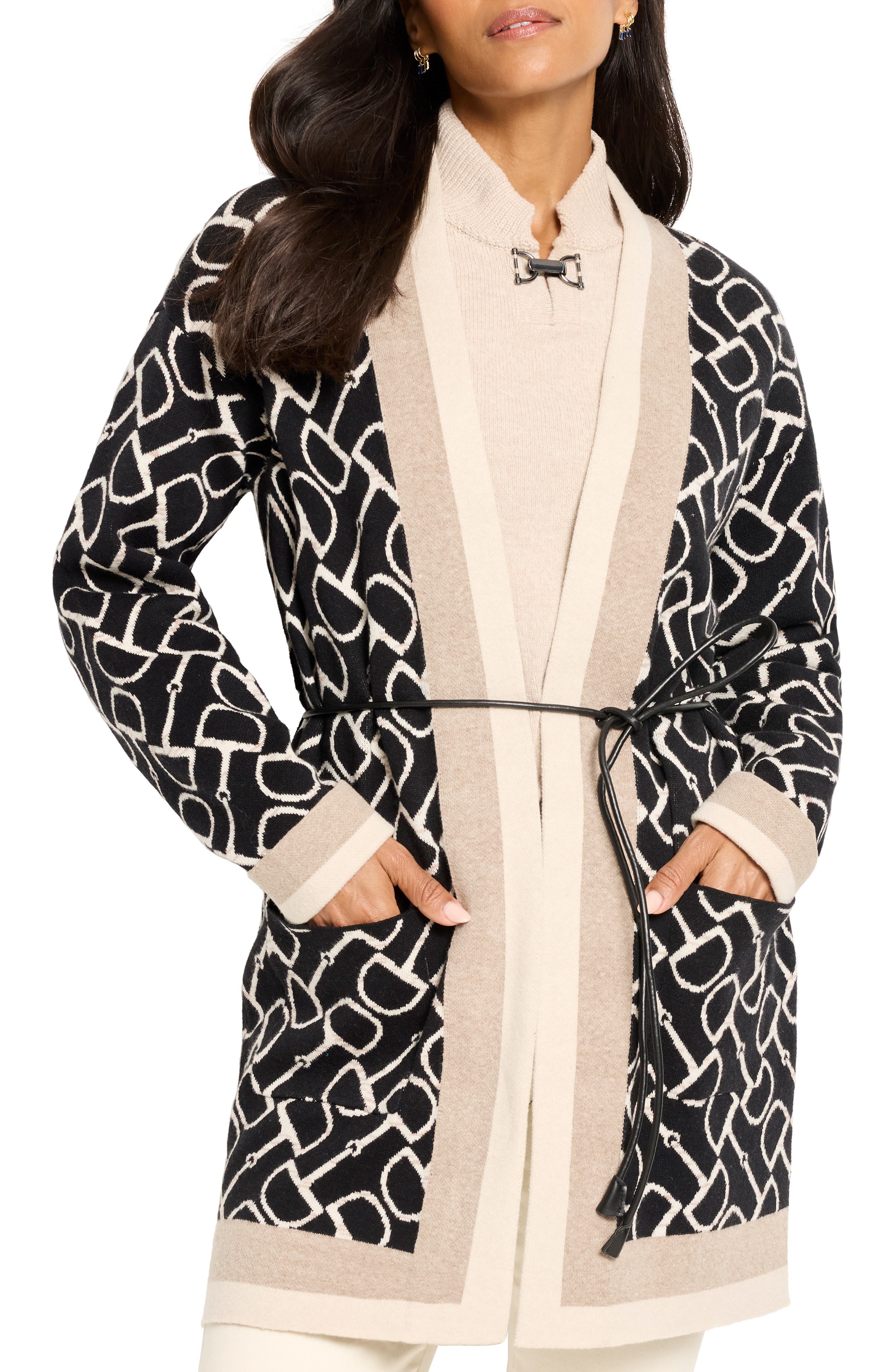 NIC+ZOE Belted Esquestrian Cardigan
