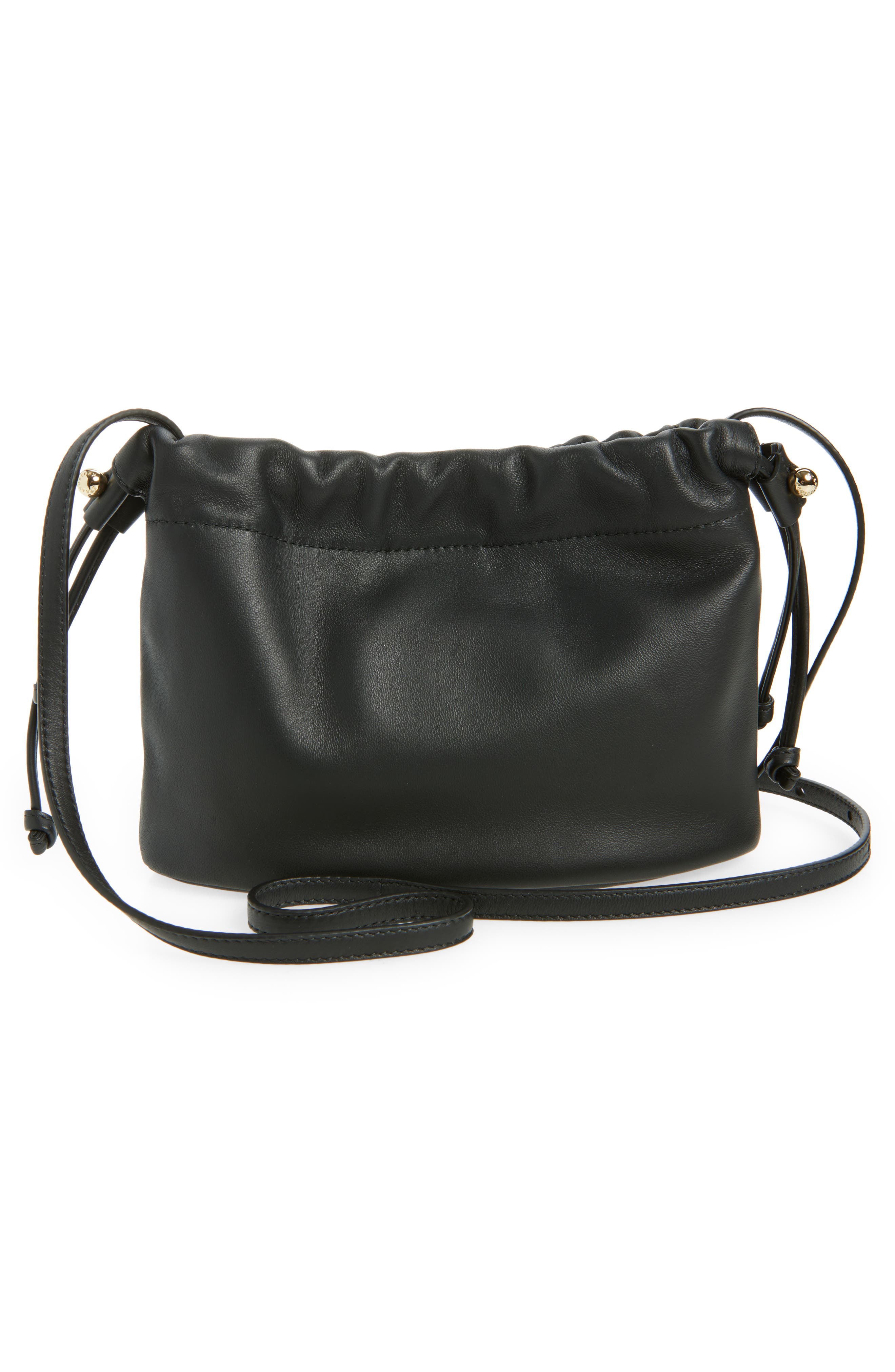 Strathberry Drawstring Leather Crossbody Bag, Alternate, color, Black