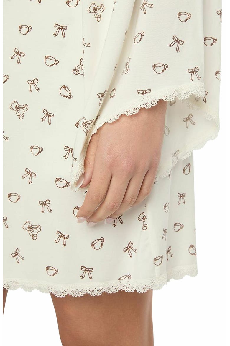Lace Trim Robe, Alternate, color, IVORY/CHESTNUT