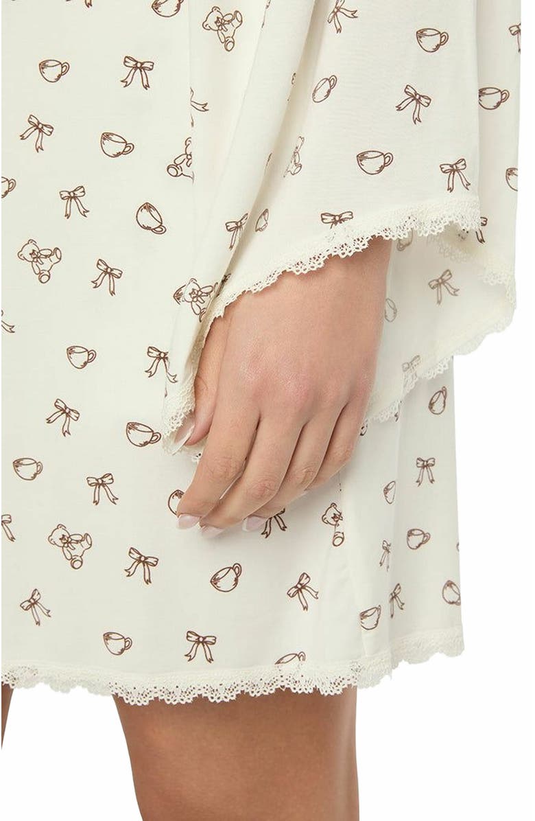 WeWoreWhat Lace Trim Robe, Alternate, color, Ivory/Chestnut