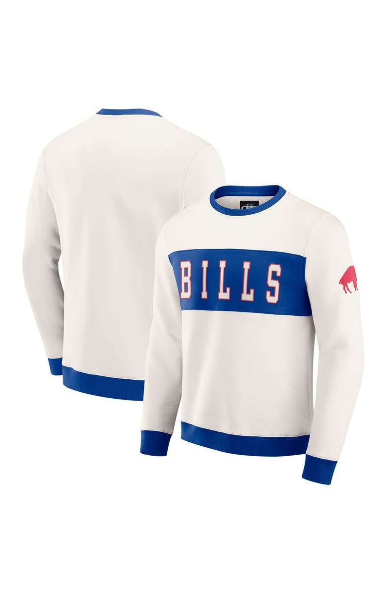 Darius Rucker Collection by Fanatics Men's Darius Rucker Collection by Fanatics Cream Buffalo Bills Colorblock Pullover Sweatshirt, Main, color, Cream