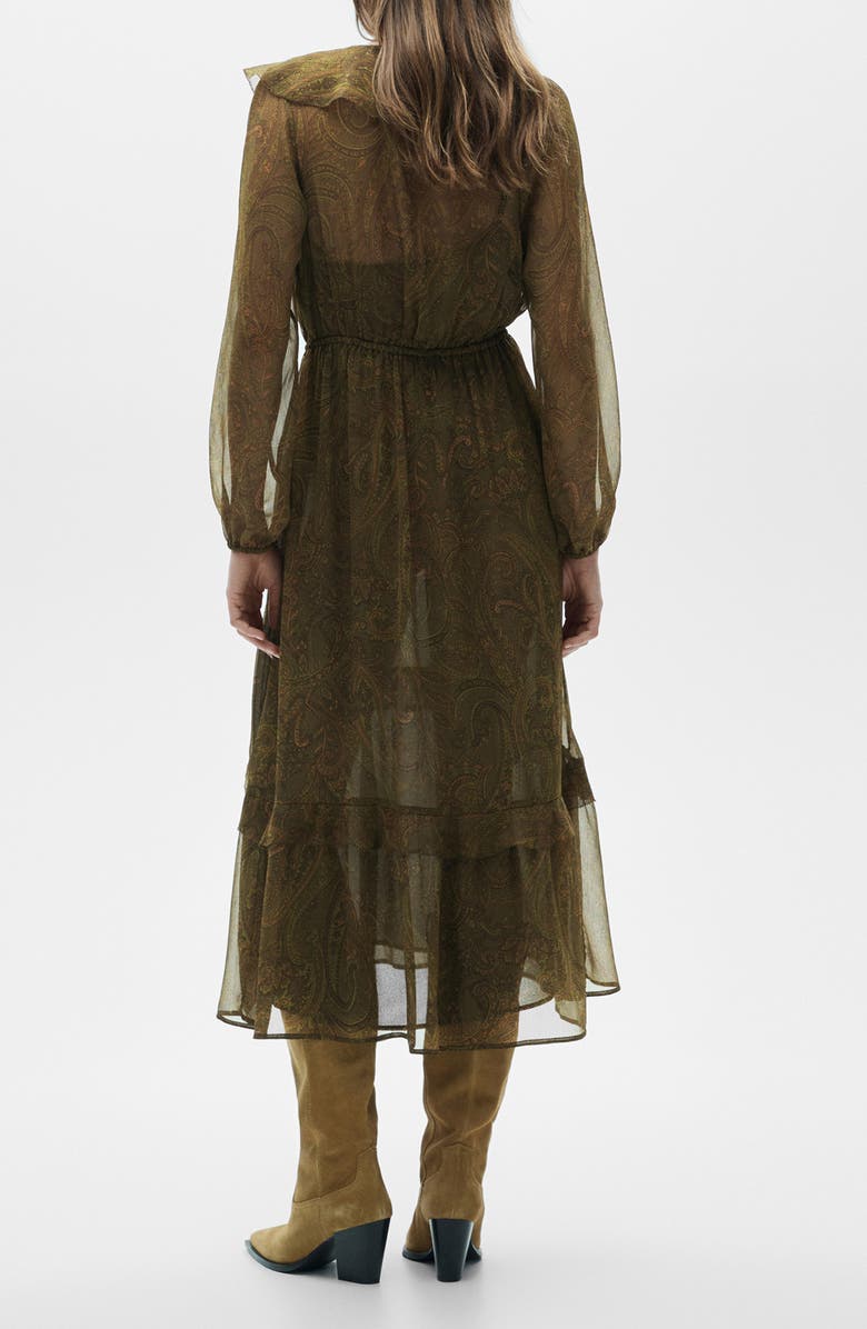 MANGO Paisley Print Ruffle Long Sleeve Maxi Dress, Alternate, color,