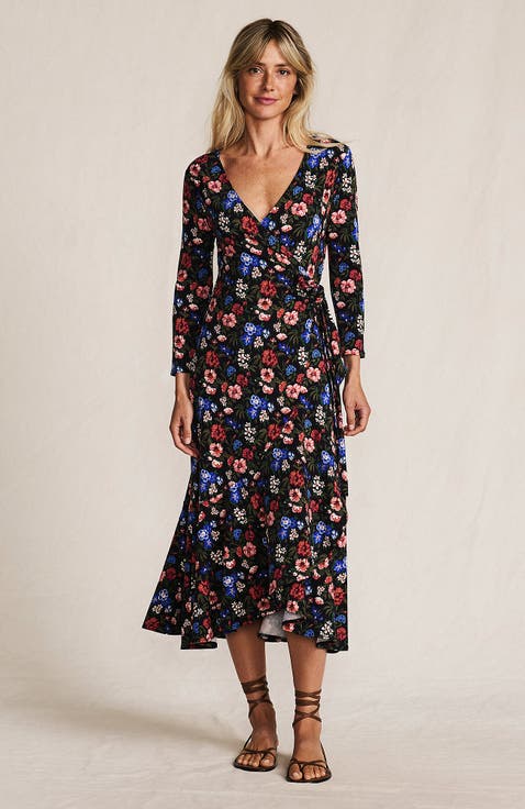 Cotton Modal 3/4 Sleeve Vneck Wrap Dress