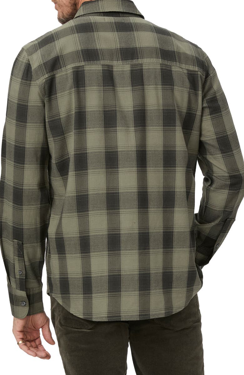 PAIGE Everett Shadow Check Flannel Button-Up Shirt, Alternate, color, Sage Glen