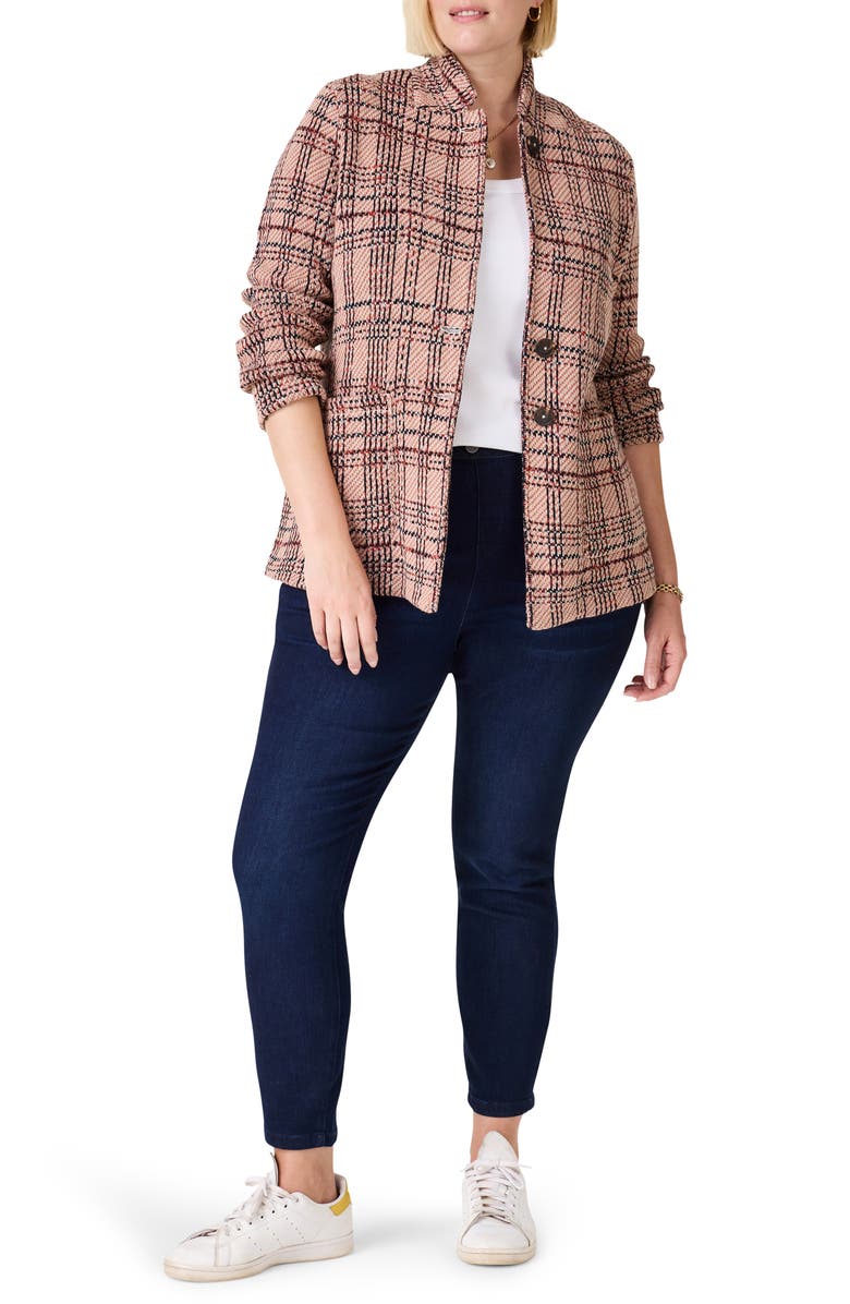 NIC+ZOE Plaid Double Knit Jacquard Blazer, Alternate, color, 